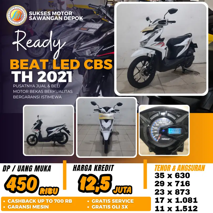 MULUS BERGARANSI DP 450 HONDA BEAT NEW CBS LED TH 2021 UNIT ISTIMEWA