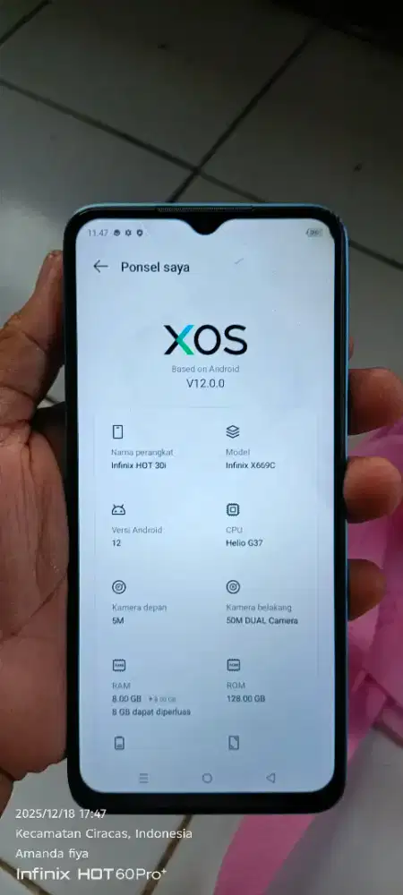 Hot. 30i. 8+8/128 mnus ada brcah putih normal semua