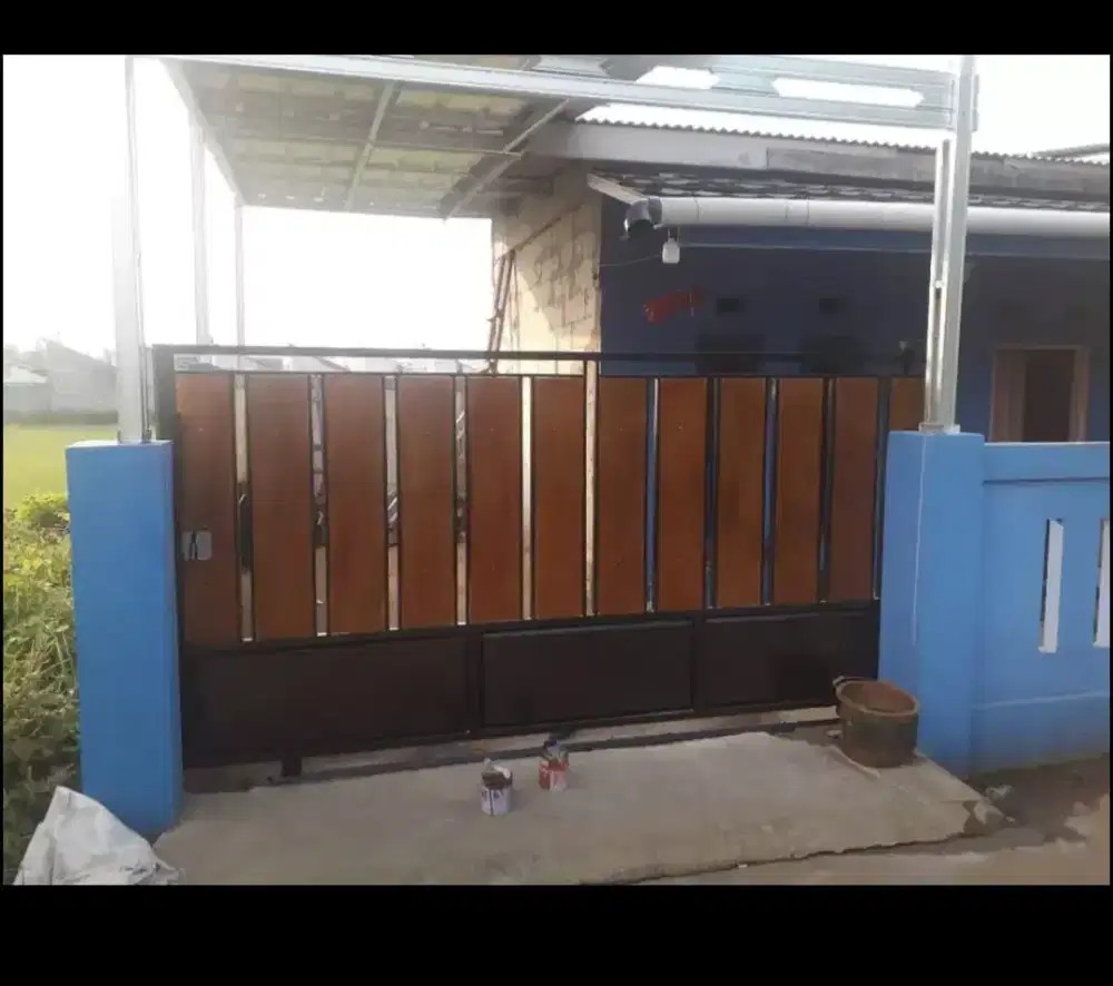 Pintu pagar grc motif kayu