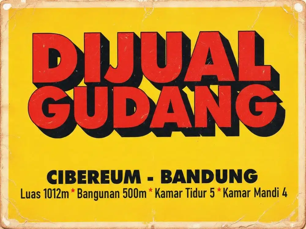 JUAL GUDANG MAIN ROAD DI, CIBEREUM, ANDIR, CIMAHI TENGGAH, SUDIRMAN,