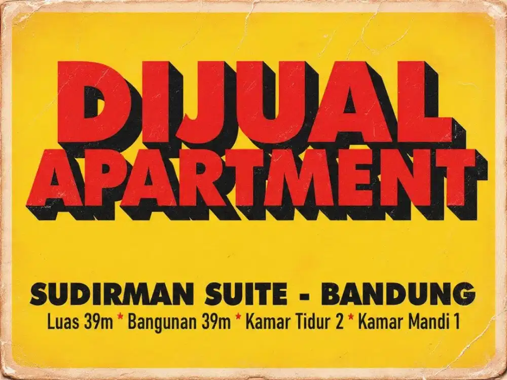 JUAL APARTMENT MURAH, SUDIRMAN SUITES, BANDUNG, SUDIRMAN, ASIA AFRIKA,