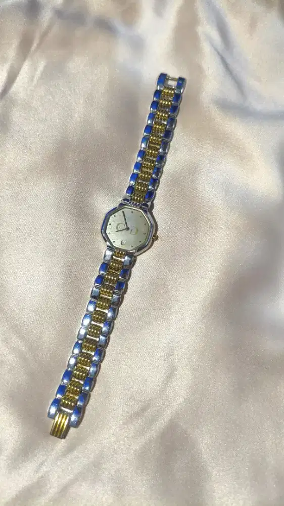 Christian Dior D48-203 Octagon Gray Dial Date Quartz Watch Vintage