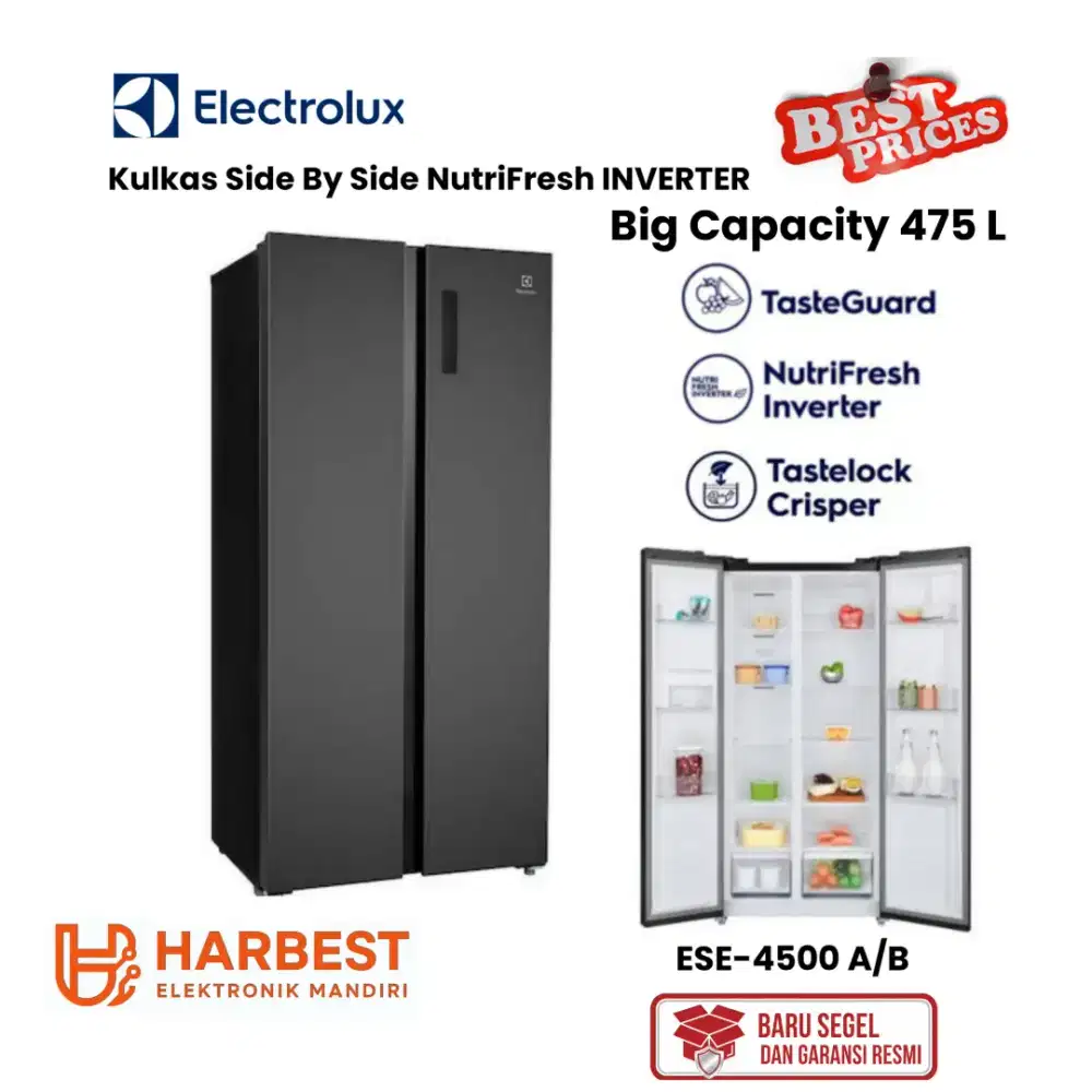 ELECTROLUX Kulkas Side By Side INVERTER 475 Liter AB4500ESE NUTRIFRESH