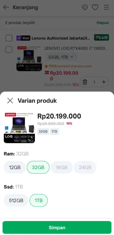 Laptop Gaming Spek Tinggi