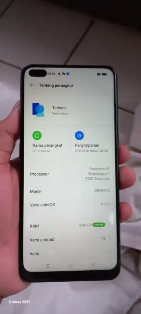 Opo. Reno 4. 8/128. Mnus gantian lcd fp of bcdor retak normal