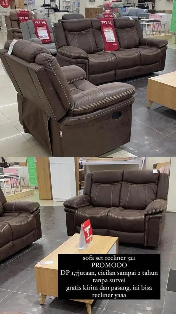 Sofa Set Recliner 1+2+3 Dudukan