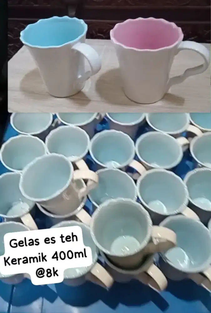 Gelas keramik 400ml 8rb an