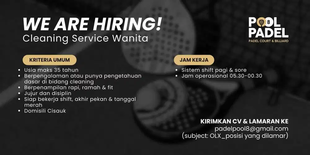 Dibutuhkan cleaning service wanita