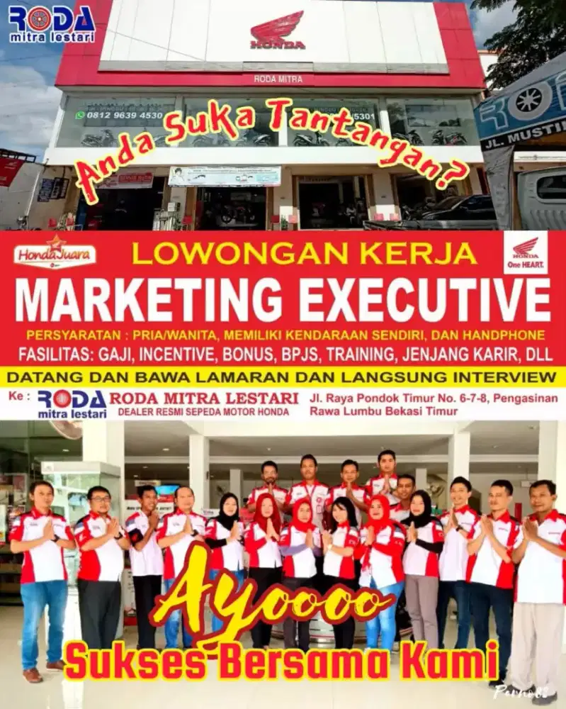 Lowongan kerja marketing showroom Honda