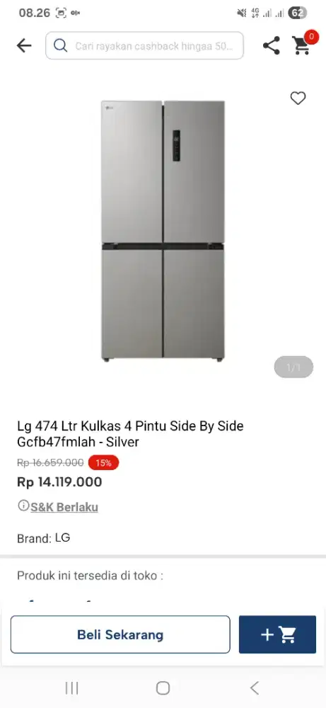 Lg 474 ltr kulkas 4 pintu sbs