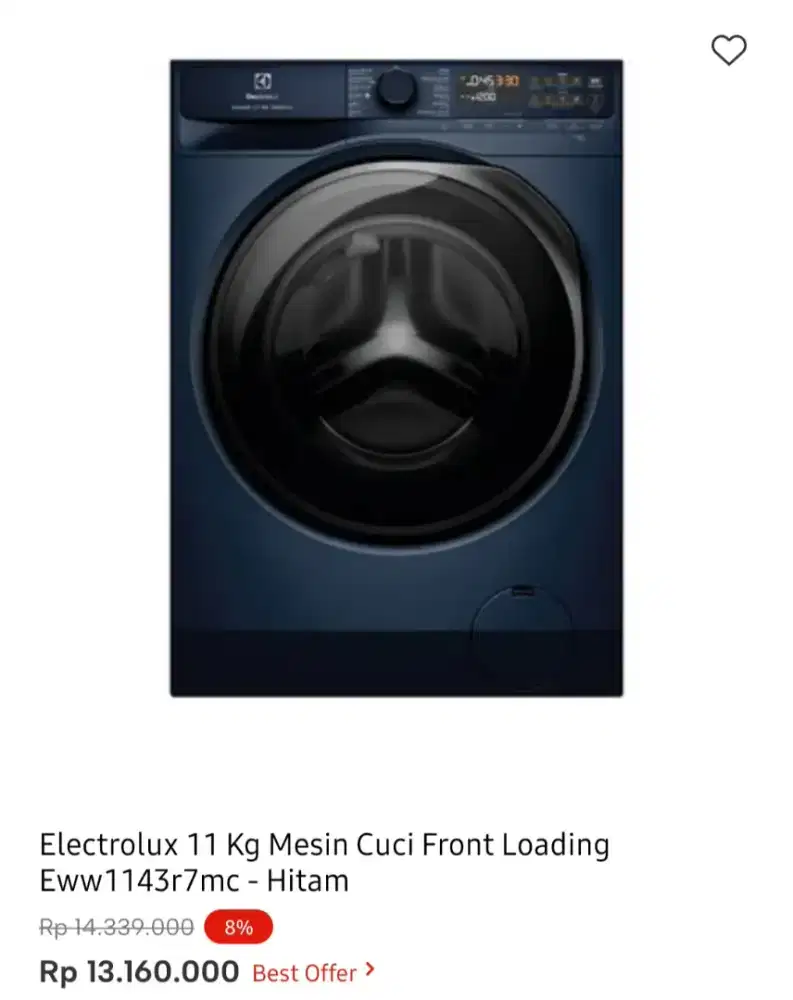 MESIN CUCI 11KG ELECTROLUX 100% CUCI KERING
