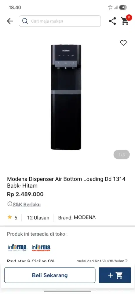 Ready stok dispenser modena