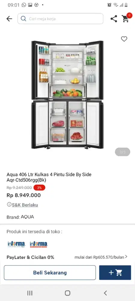 Aqua kulkas 4pintu