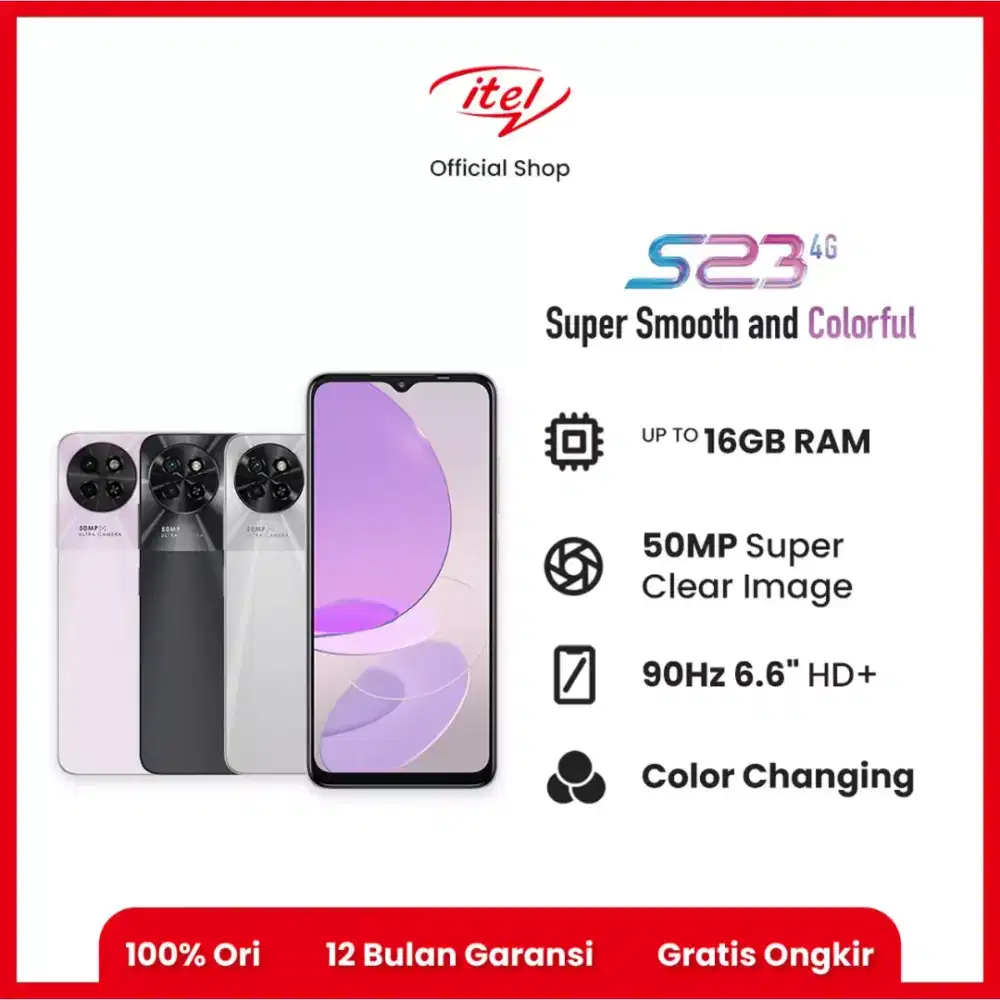 Itel S23 ram 8GB 128gb baru segel garansi resmi 1 tahun