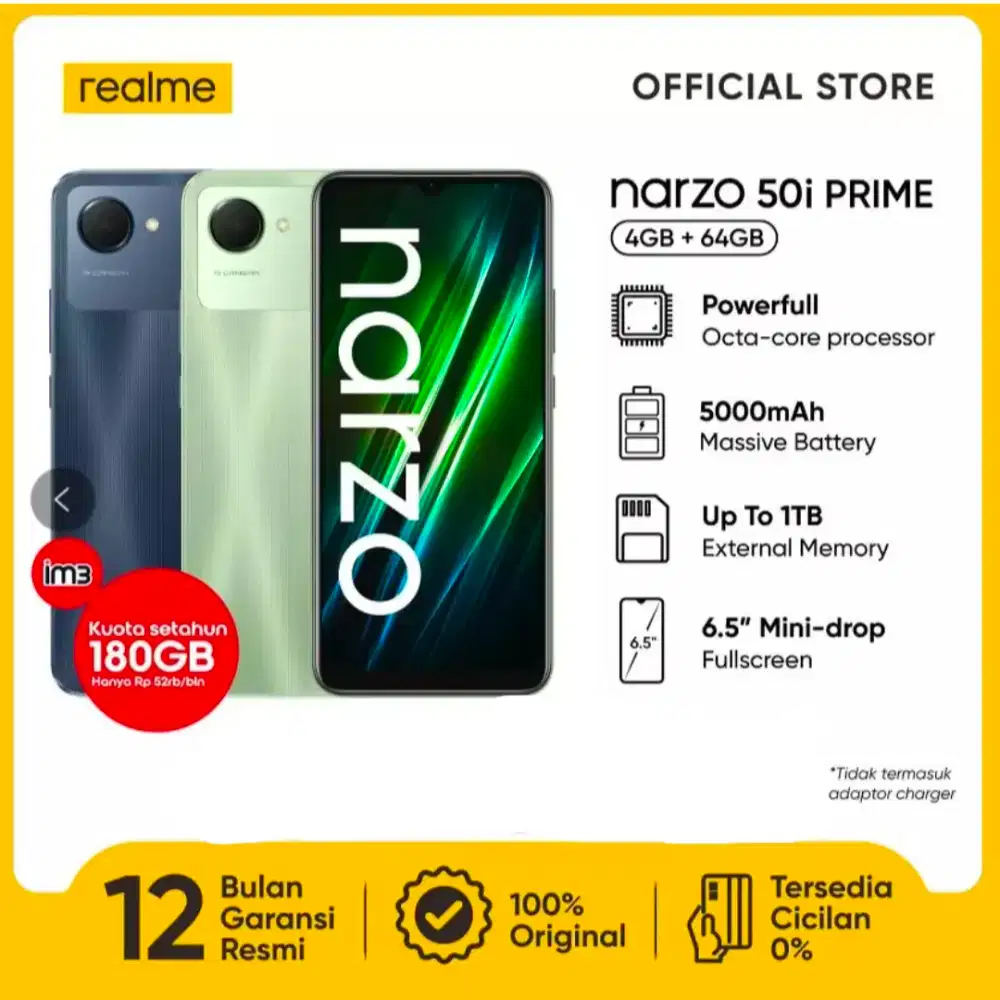 Realme narzo 50i prime ram 4gb 64gb baru garansi resmi 1 tahun