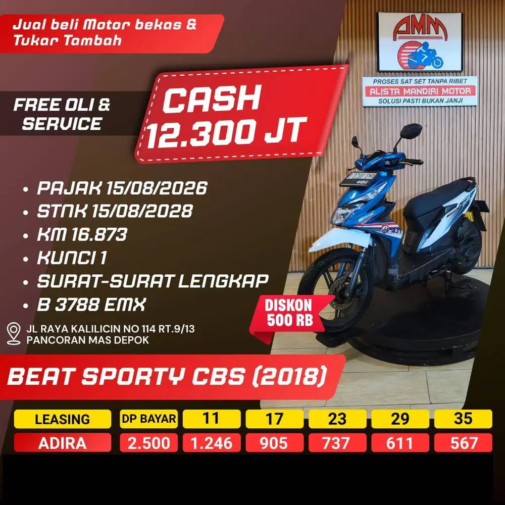 BEAT SPORTY CBS TH 2018 BISA CASH/KREDIT/TT/BAYAR PAKAI CC/PAYLATER