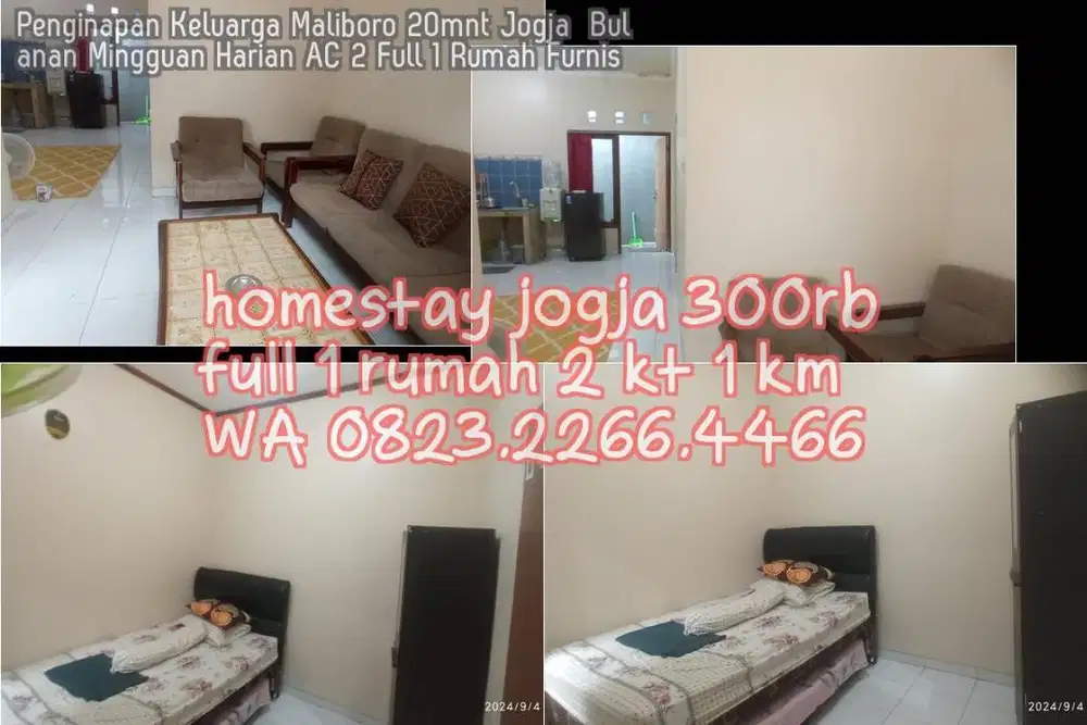 Penginapan Keluarga Maliboro 20mnt Jogja  Bulanan Mingguan Harian AC 2