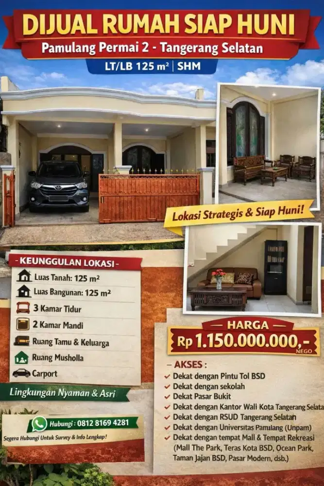 Di Jual Rumah di Pamulang Permai 2
