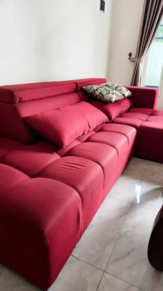 Sofa L Shape Vinoti Merah