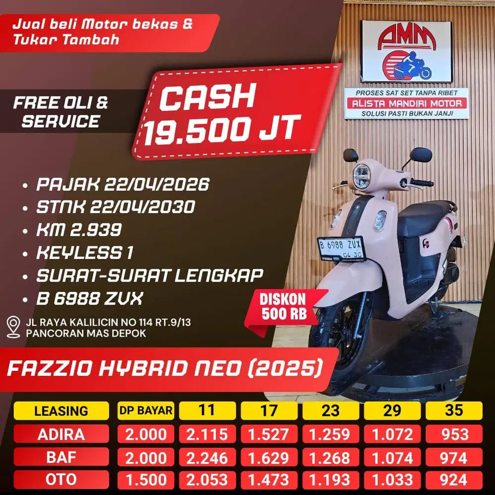 FAZZIO NEO PINK TH 2025 BISA CASH/KREDIT/TT/BISA PAKAI CC/PAYLATER