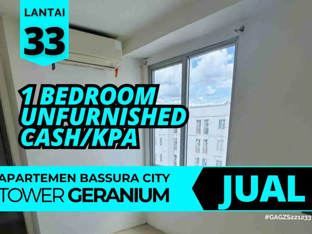 Jual 1 Bedroom SHM View Kolam Tower Geranium Apartemen Bassura City
