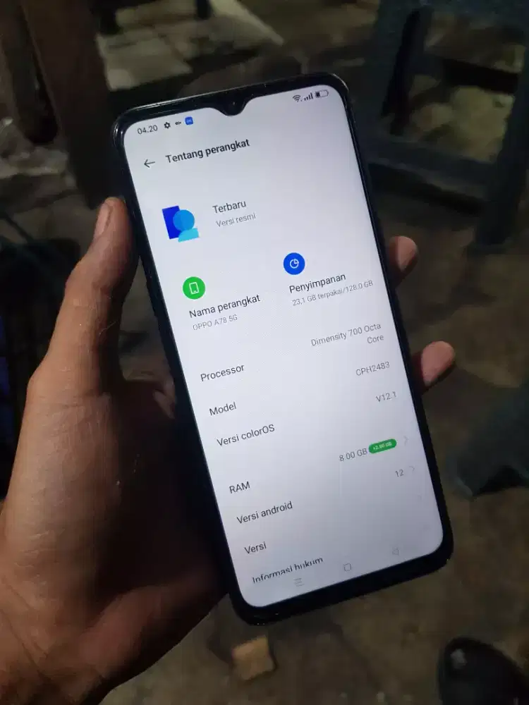 Oppo a78 5g refurbish 8/128 ram asli 4/64