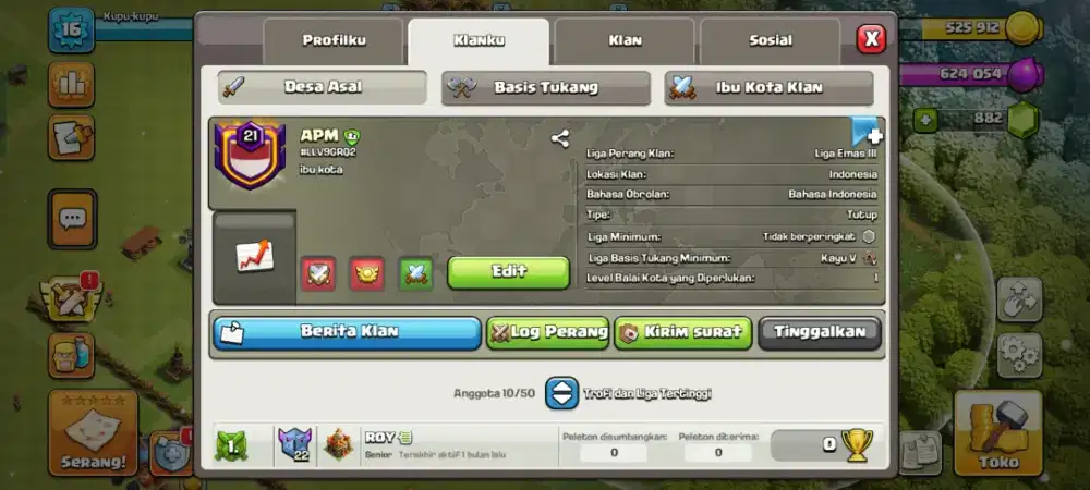 Dijual klan lvl 21