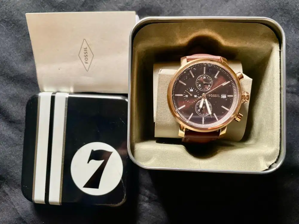 Fossil Rhett Brown Quartz Leather Watch BQ2877