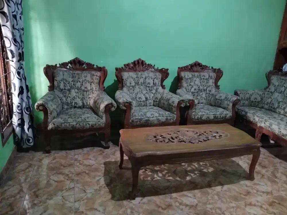 kursi meja ukir dan bufet 2 muka