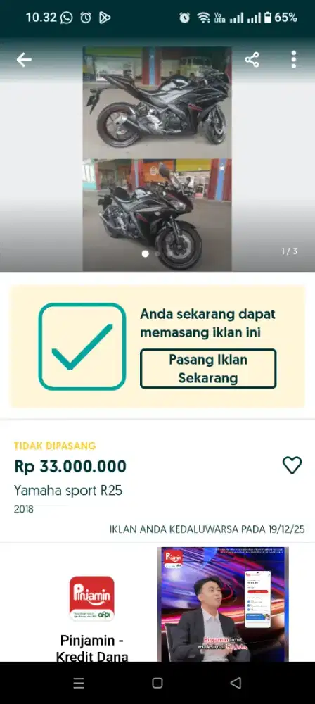 Yamaha r25 plat B sport