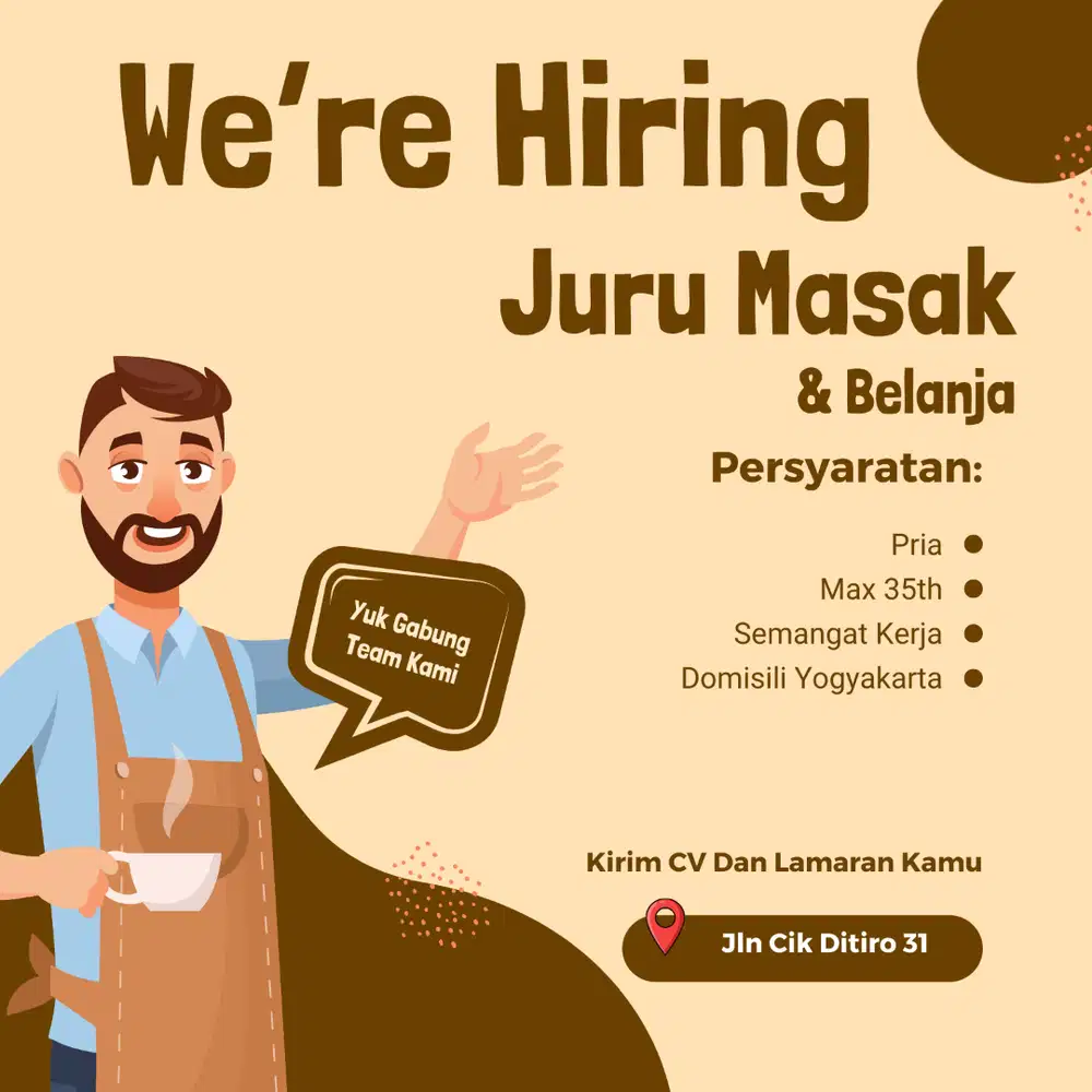 Di Cari Juru Masak dan Belanja