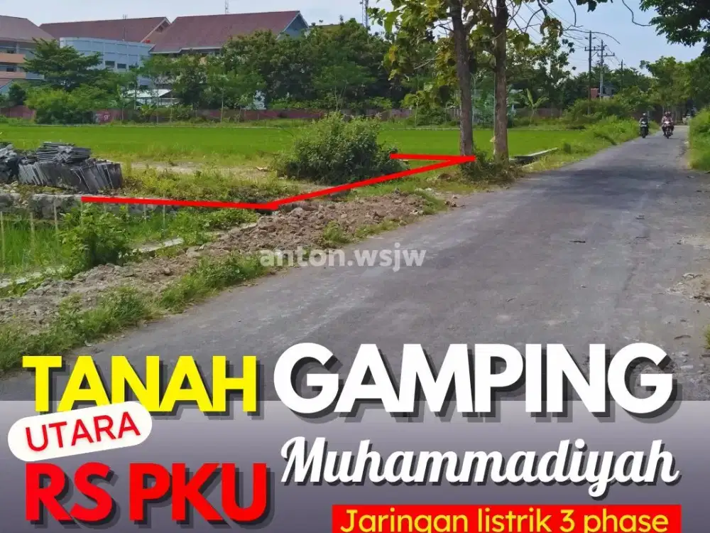 Tanah Bagus Jogja belakang RS PKU GAMPING Lt 1782 m² ld 11 SHM