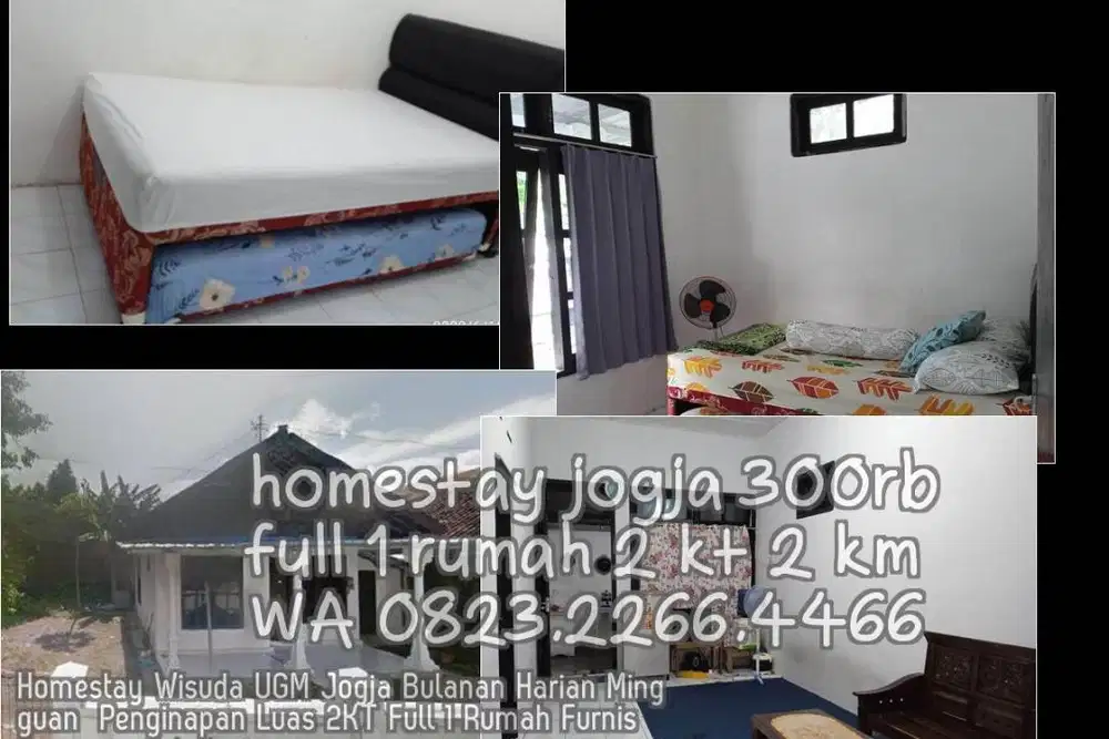 Homestay Wisuda UGM Jogja Bulanan Harian Mingguan  Penginapan Luas 2KT