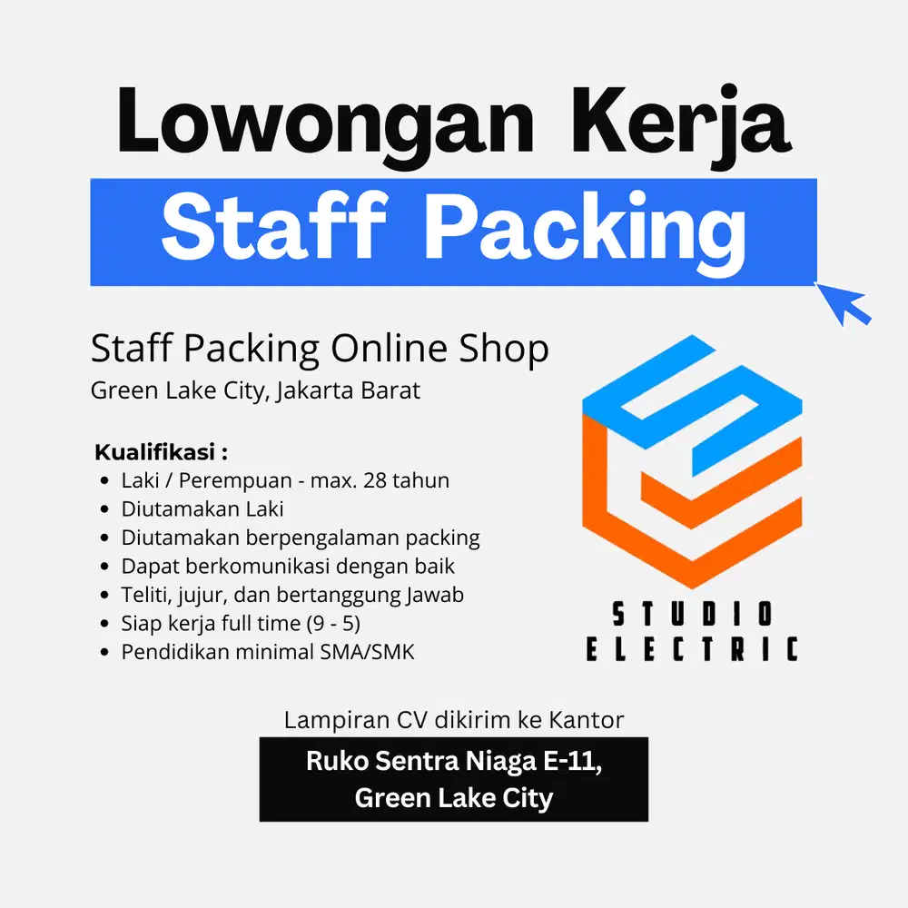 Lowongan Kerja Admin Staff Packing Online Shop