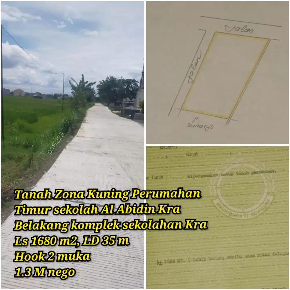 Tanah Zona Kuning Untuk Perumahan Karanganyar Kota