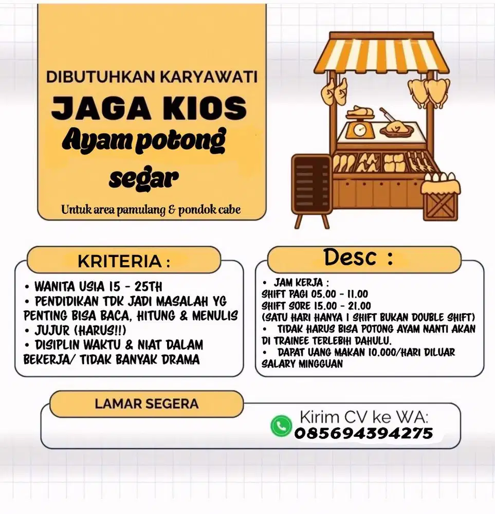 Jaga kios ayam potong segar