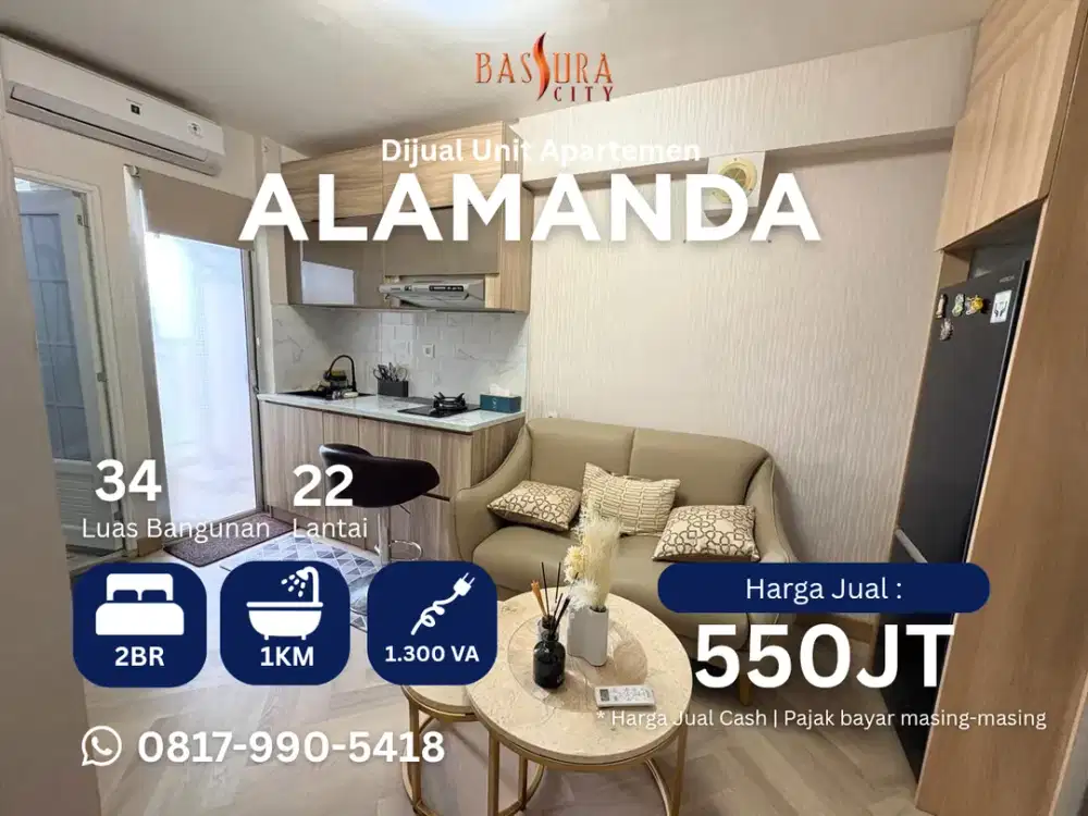 Jual 2BR Furnished SHM LUX atas mall apartemen Bassura City tower A