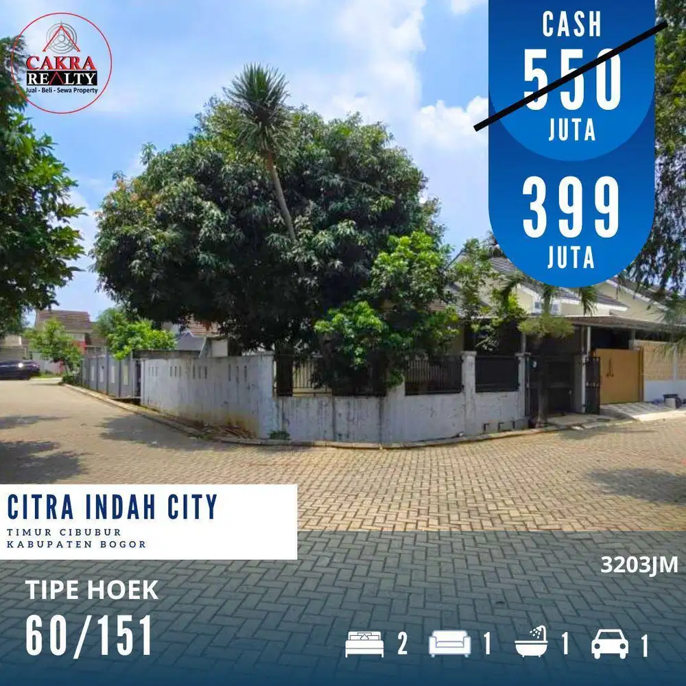 Rumah Bagus posisi hoek murah di citra indah city