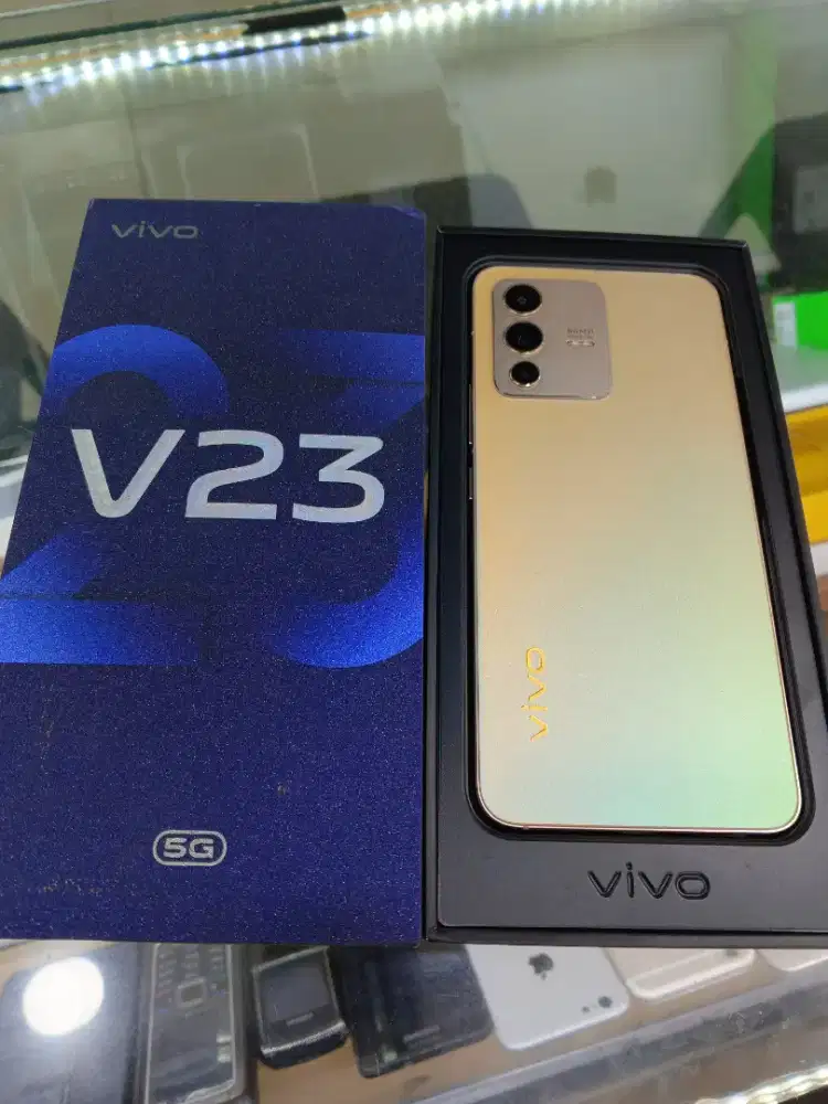 Jual hp Bks Vivo v23 5g 8/128gb gold mlus lngkp ORI bawaan