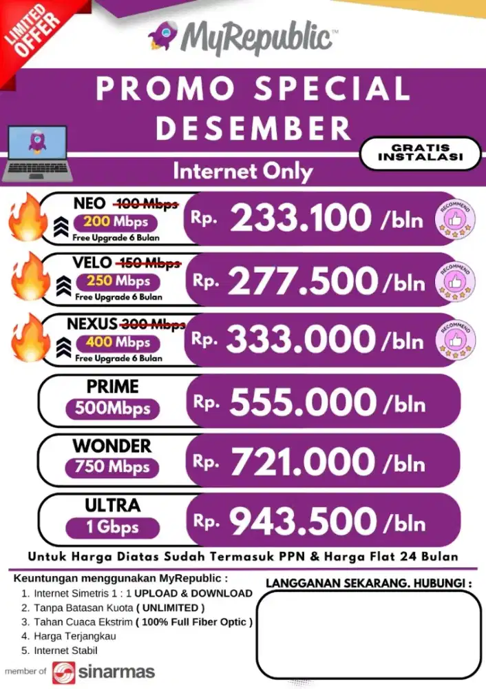 JASA PEMASANGAN WIFI MYREPUBLIC GRATIS INSTALASI