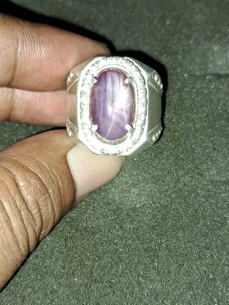 Cincin mewah ruby star kristal perak hm
