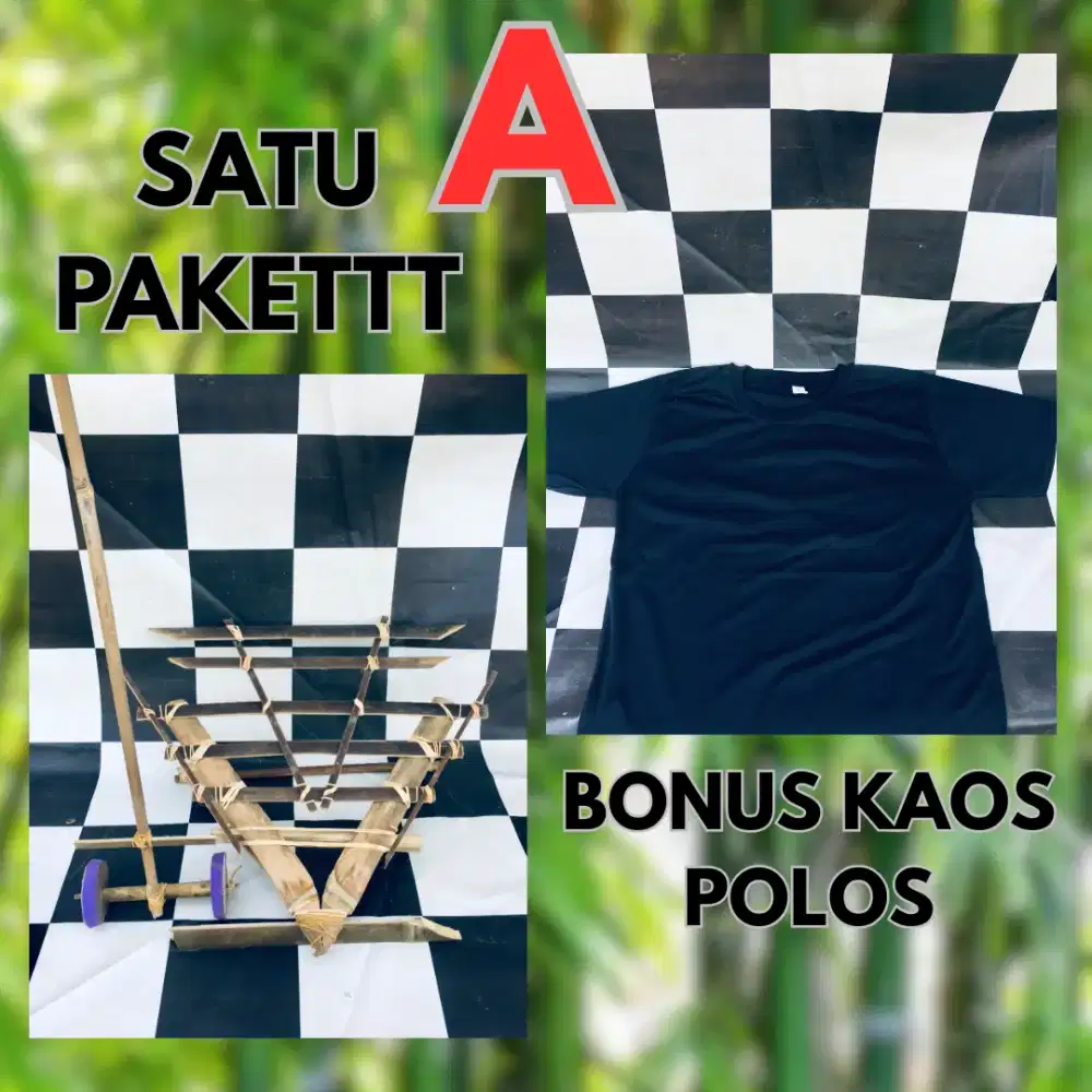Mobil Bambu Handmade + Kaos Dewasa (Ukuran Bisa Request)