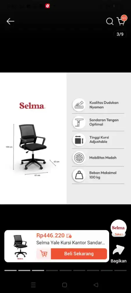 Kursi kantor yale merk Selma