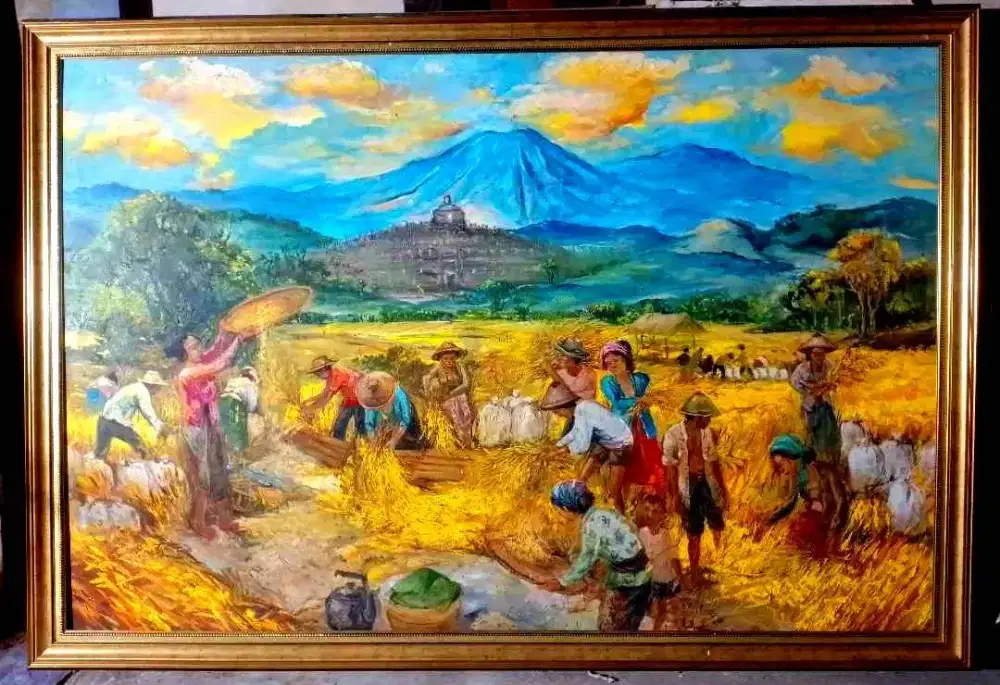 Lukisan Panen Raya Borobudur. Ukuran 240x250cm, oil kanvas