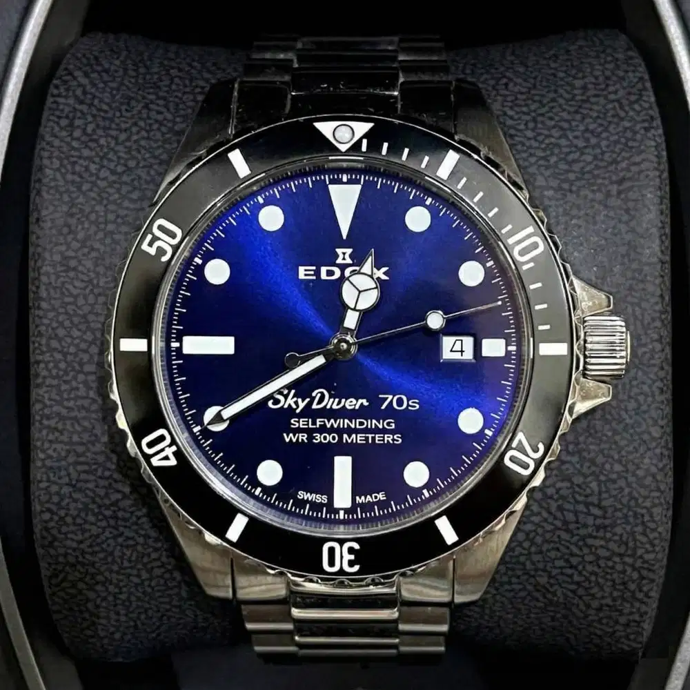 (Preloved) Jam Tangan Pria Edox SkyDiver 70s Date Automatic 80112