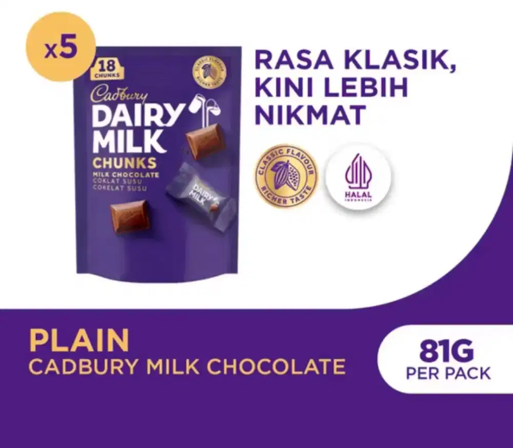 Coklat Cadbury Milk Dairy Isi 5 Pouch