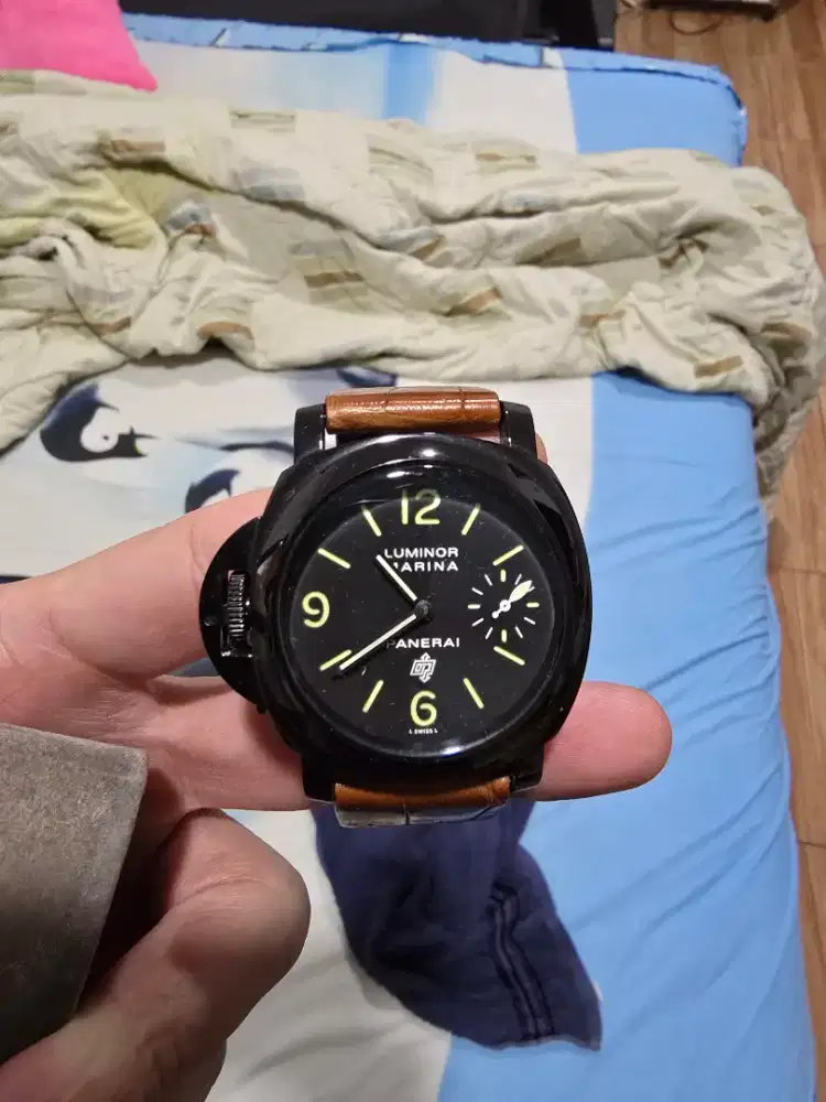 Jam tangan manual winding plus strap kulit buaya asli