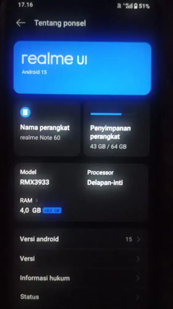 Jual hp realme note 60