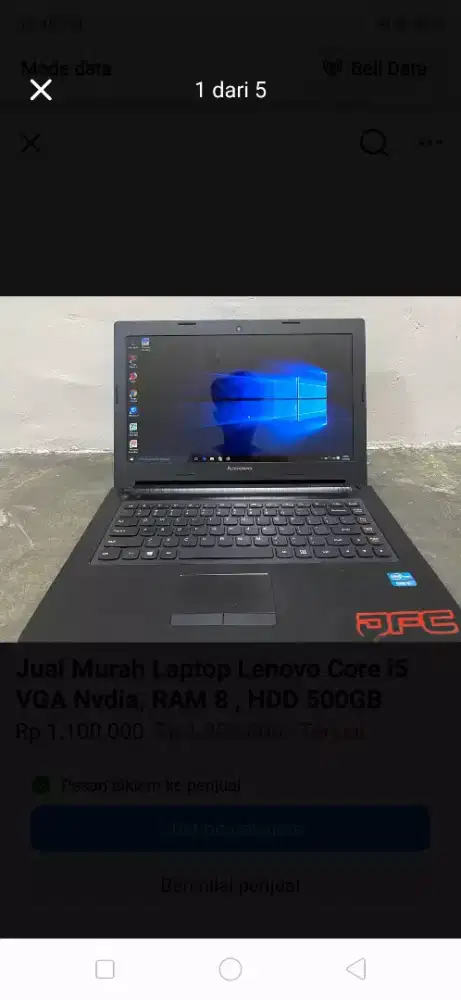 Jual Murah Laptop Lenovo Core i5 VGA Nvdia, RAM 8, HDD 500GB