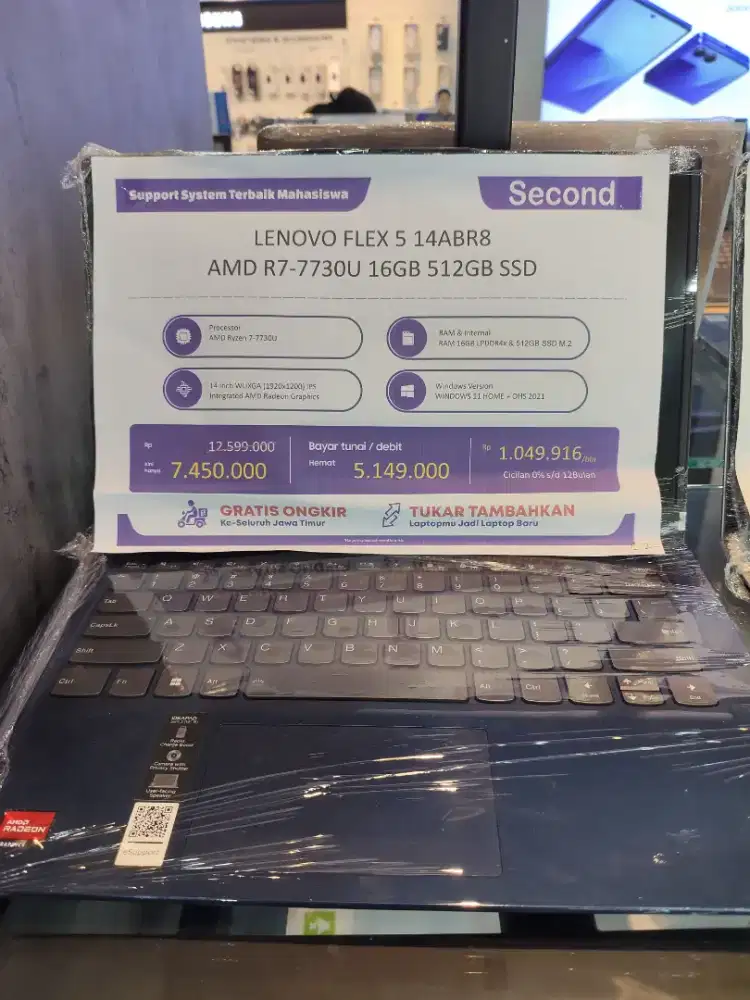 Preloved Lenovo Flex 5 14ABR8- AMD R7-7730U